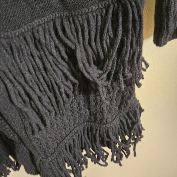 Rebecca Taylor Black Wool Fringe Open Knit Open Front Cardigan Sweater Size XS - Picture 5 of 7